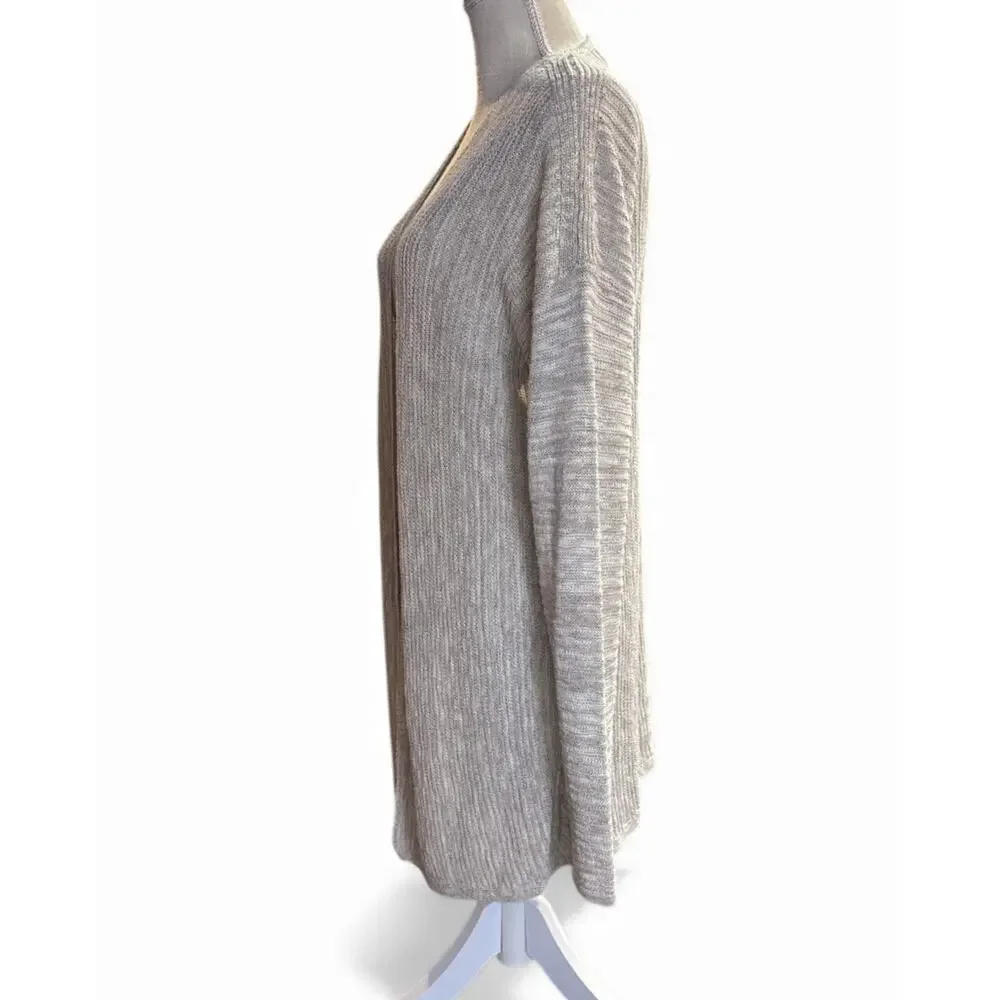 Tahari Womens Linen Blend Open Front Knit Cardigan Textured Beige Lightweight XL - Picture 5 of 11
